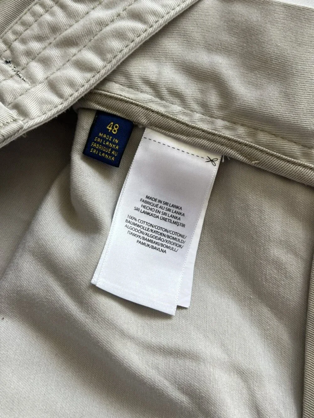 Polo Ralph Lauren Men Cargo Shorts Size 48 Khaki Tan 100% Cotton‎ Big Tall